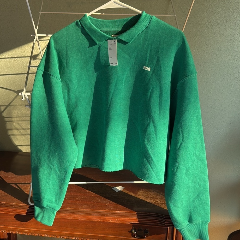 NWT BDG Collared Pullover Sweatshirt in Green S/P (B4) - Picture 5 of 5